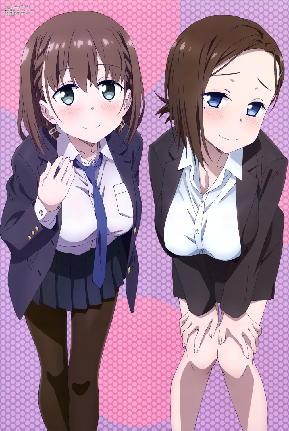 ai-chan_(getsuyoubi_no_tawawa), business_suit, getsuyoubi_no_tawawa, kouhai-chan_(getsuyoubi_no_tawawa), pantyhose, satou_tenshou, seifuku