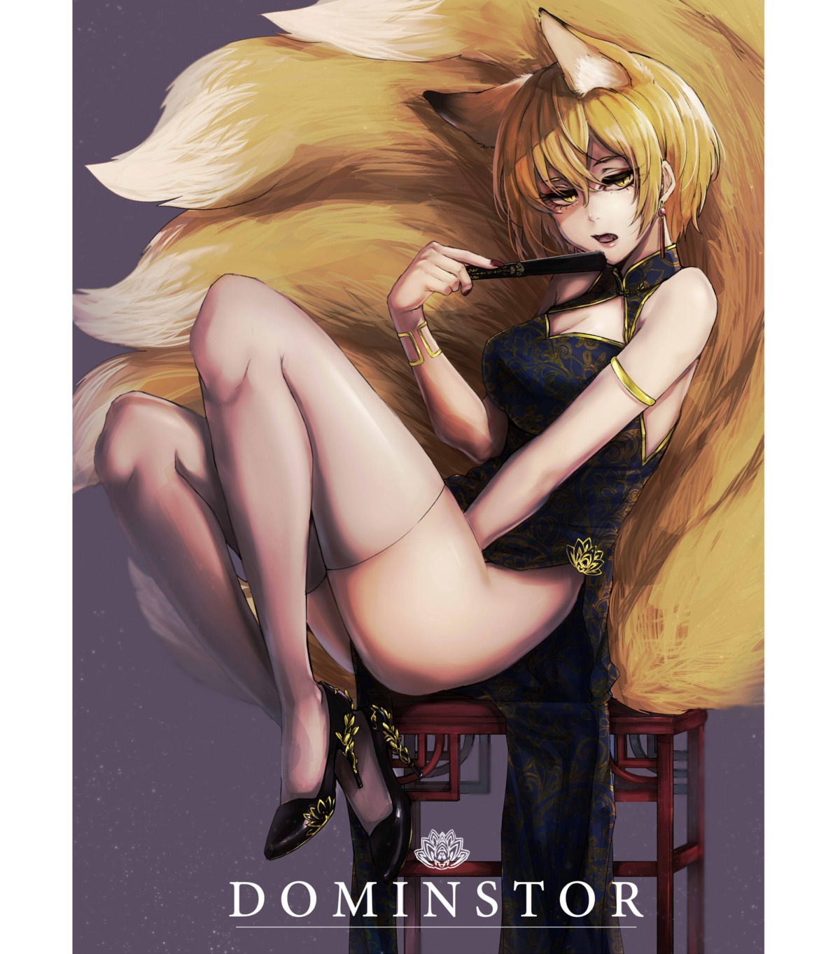 animal_ears, chinadress, heels, kyogoku-uru, tail, thighhighs, touhou, yakumo_ran