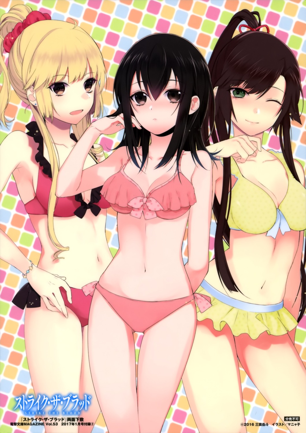 aiba_asagi, bikini, cleavage, himeragi_yukina, kirasaka_sayaka, manyako, strike_the_blood, swimsuits