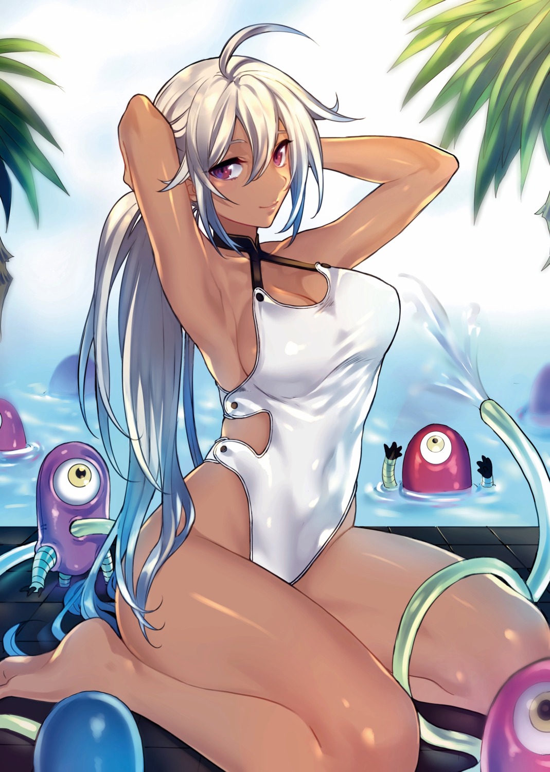 cleavage, maruchi, monster, swimsuits