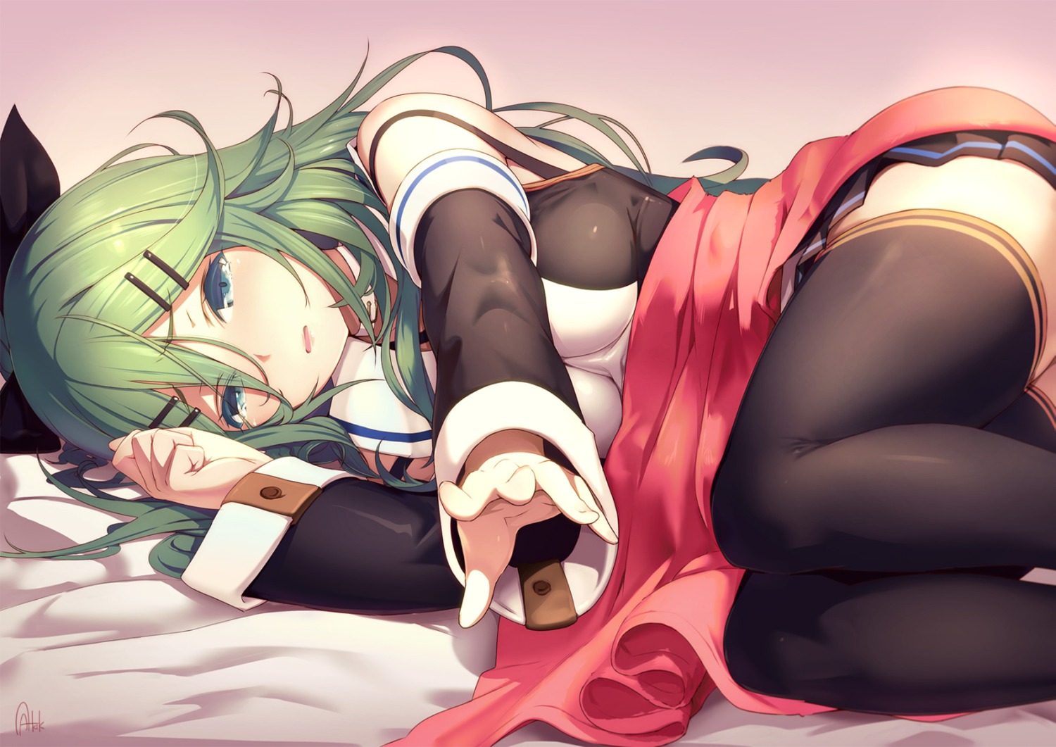 azumi_akitake, kantai_collection, seifuku, thighhighs, yamakaze_(kancolle)