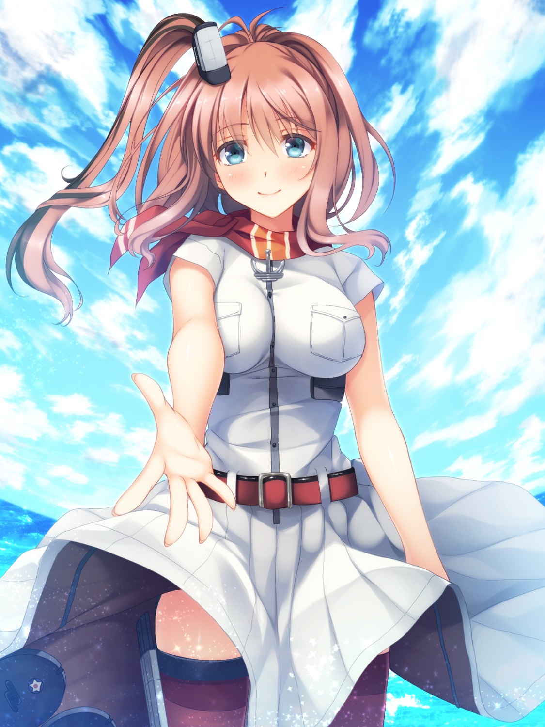 imachireki, kantai_collection, saratoga_(kancolle), thighhighs, uniform