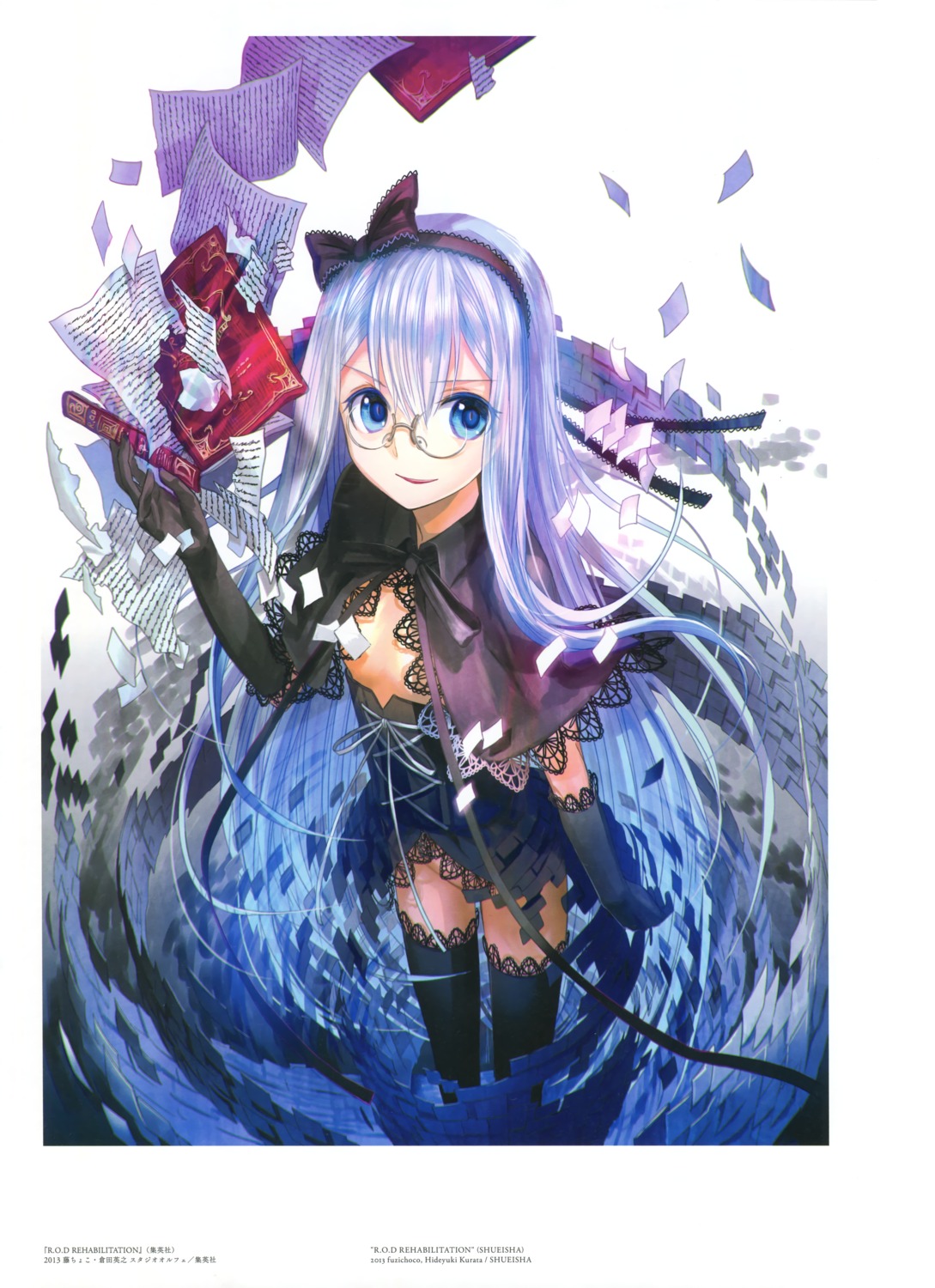 dress, fuzichoko, gothic_lolita, lolita_fashion, megane, no_bra, nopan, r.o.d_rehabilitation, thighhighs