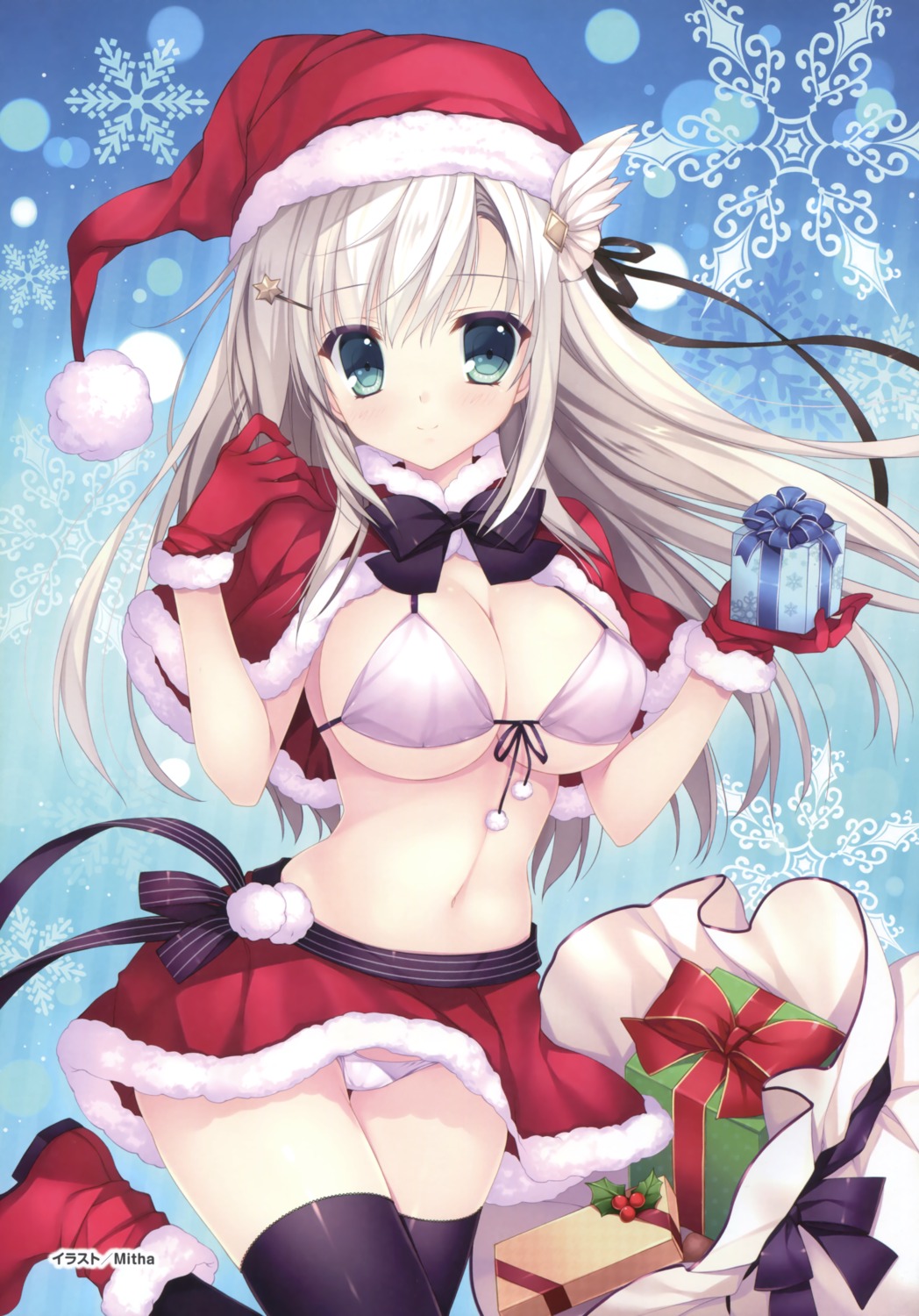 bikini, christmas, cleavage, haruoto_alice_*_gram, kanzaki_erisa, mitha, nanawind, swimsuits, thighhighs, underboob