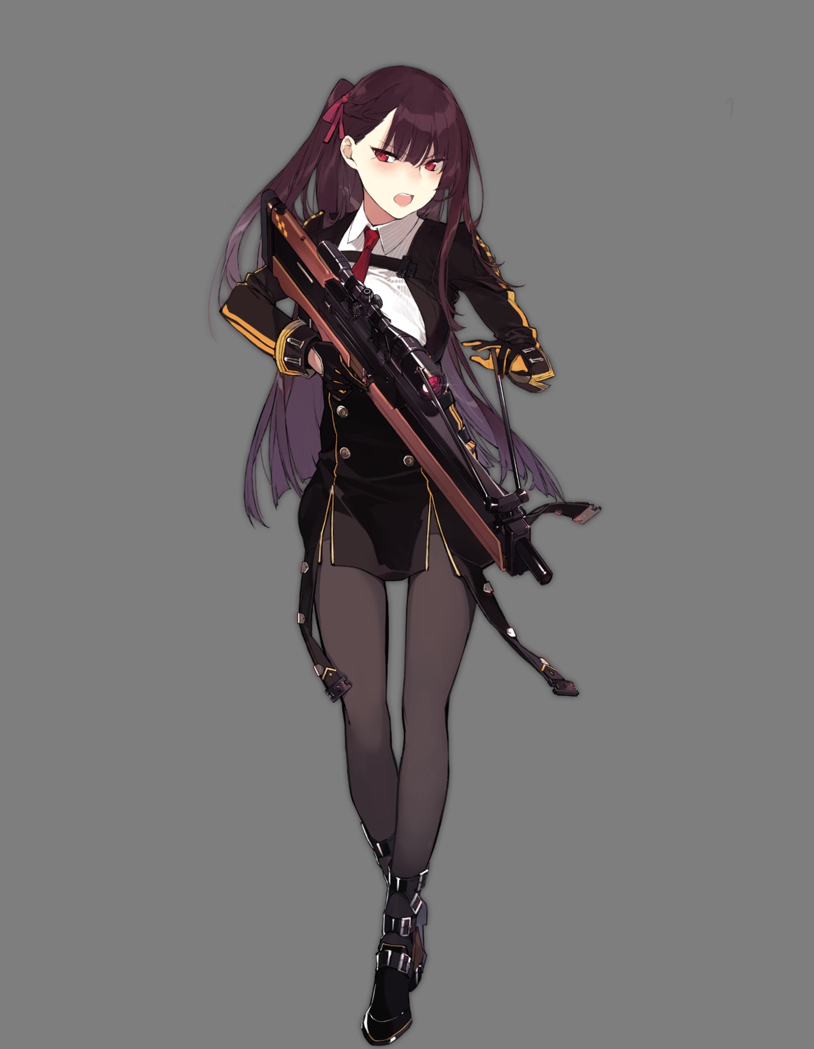 duoyuanjun, girls_frontline, gun, pantyhose, transparent_png, uniform, wa2000_(girls_frontline)