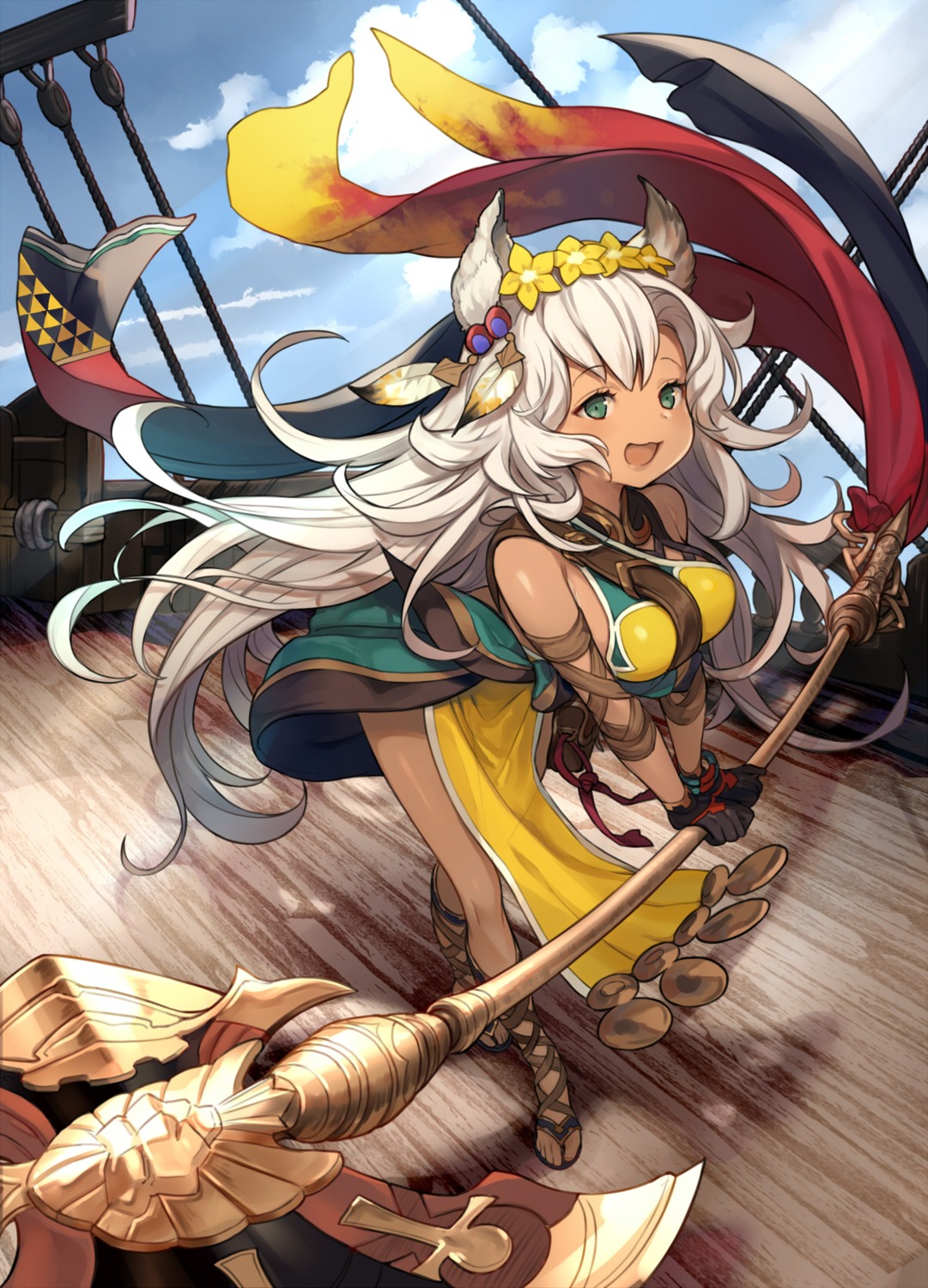 animal_ears, granblue_fantasy, nemone, weapon, yuu_(higashi_no_penguin)