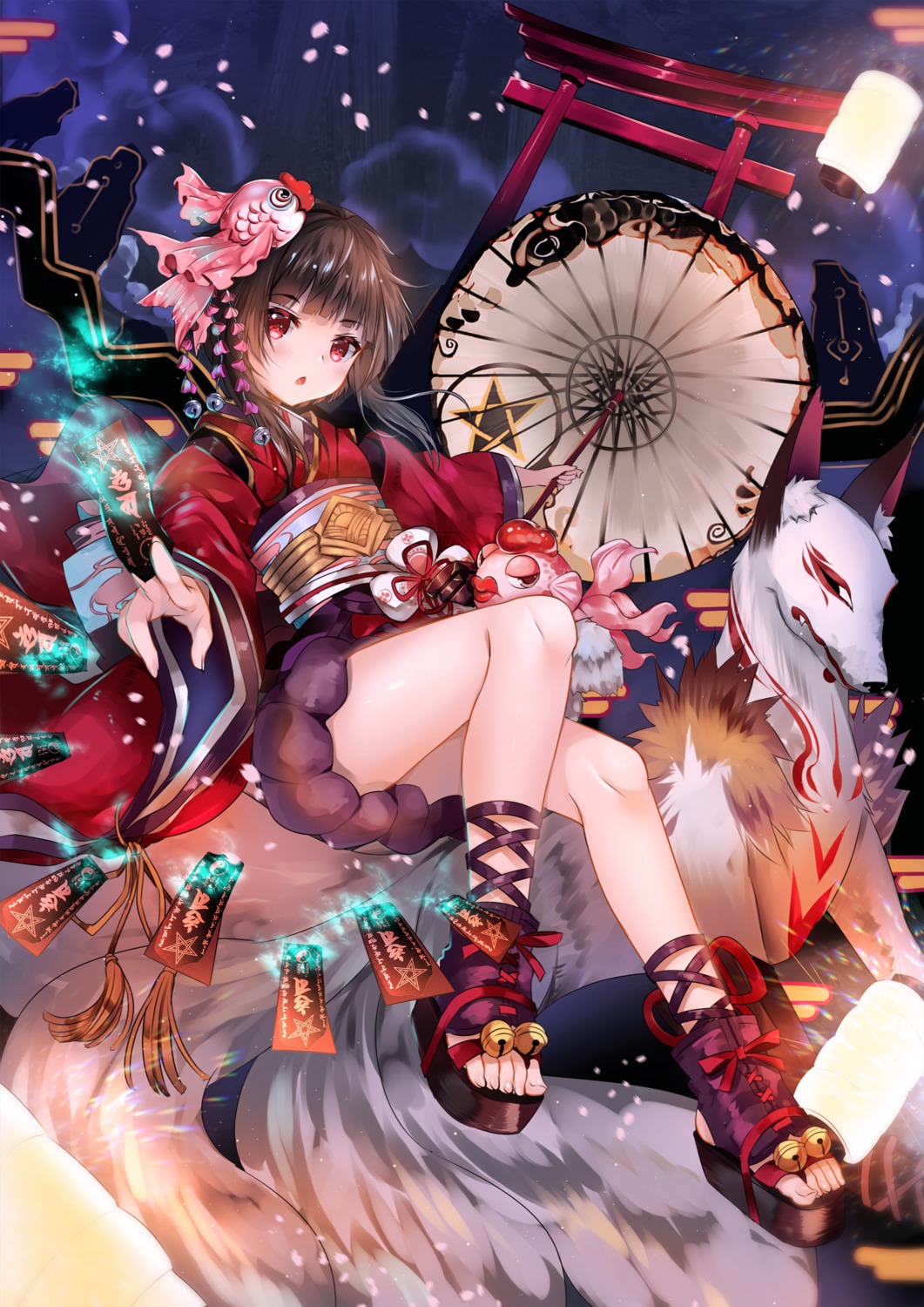japanese_clothes, kagura_(onmyouji), onmyouji, umbrella, usagihime