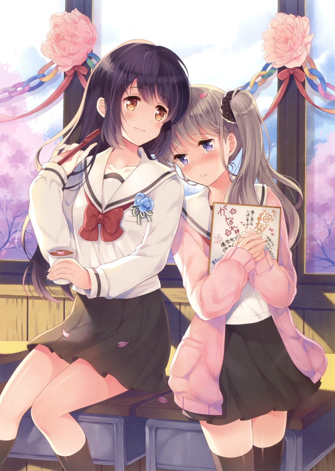 komi_zumiko, seifuku, sweater, thighhighs