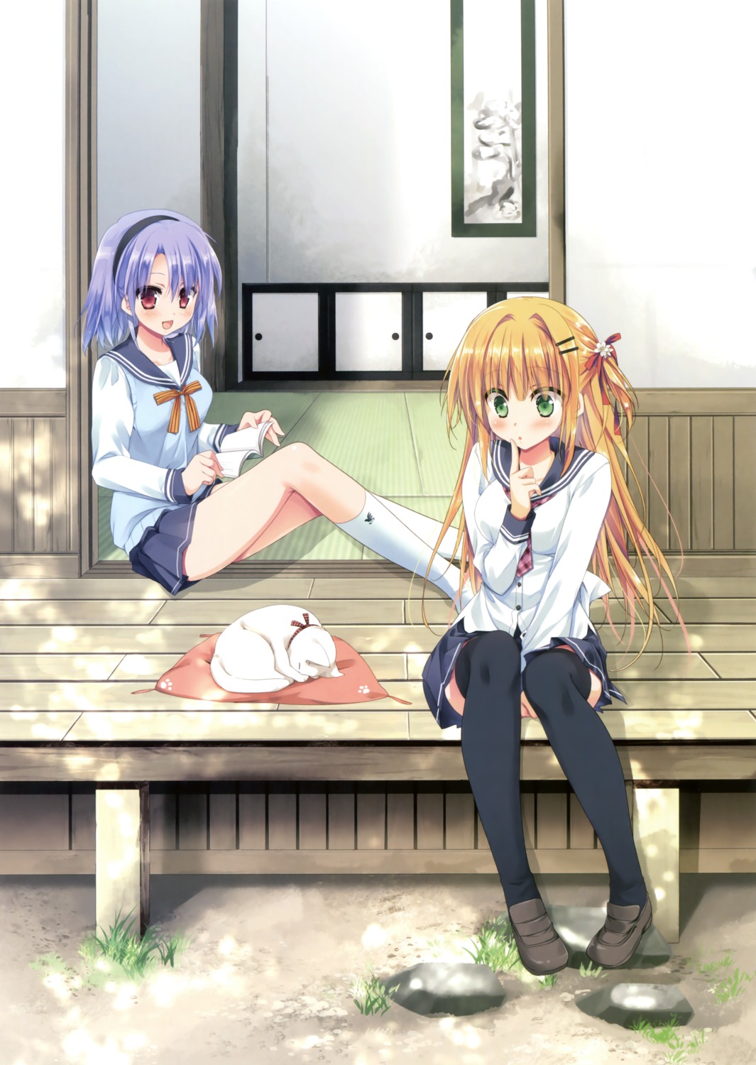 neko, seifuku, sesena_yau, thighhighs