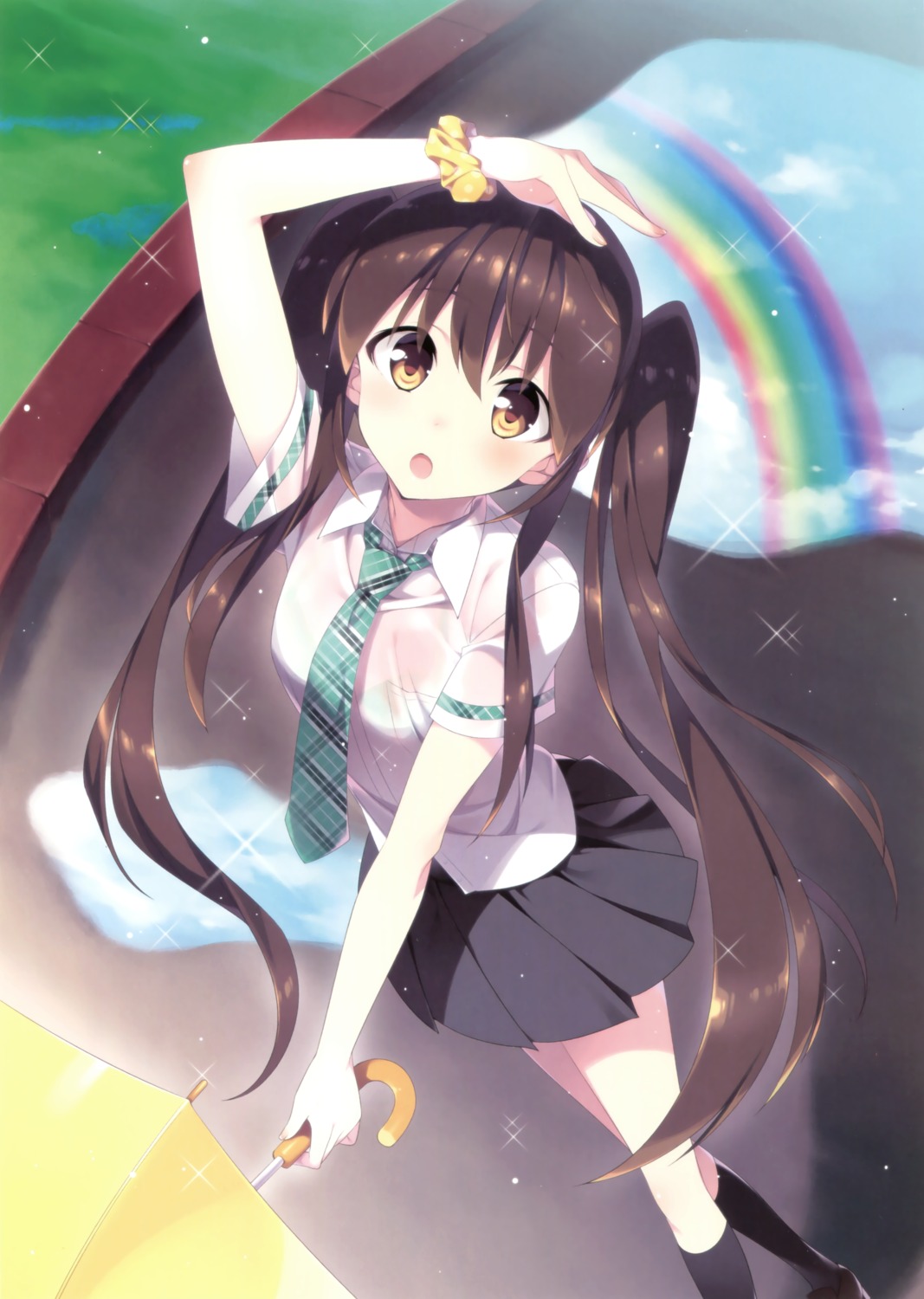 ooba_kagerou, see_through, umbrella, wet_clothes
