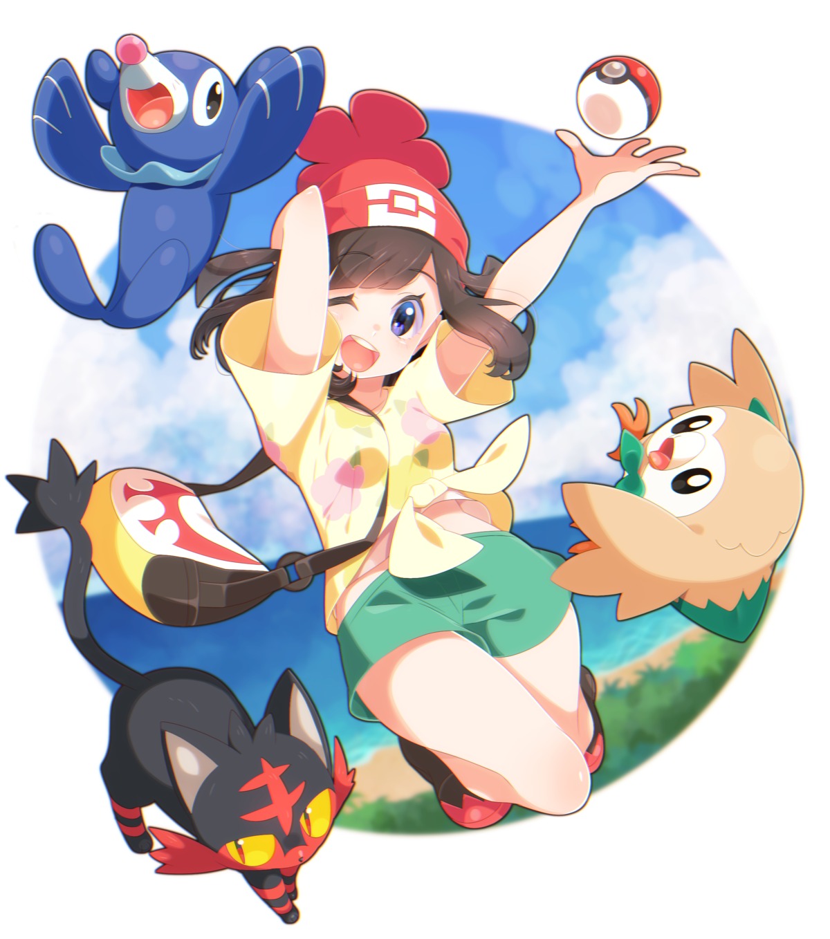 litten, mizuki_(pokemon), neko, pokemon, pokemon_sm, popplio, rowlet, yupiteru