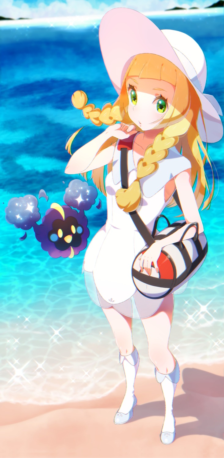 cosmog, dress, lillie_(pokemon), pokemon, pokemon_sm, pokemon_usum, see_through, yupiteru