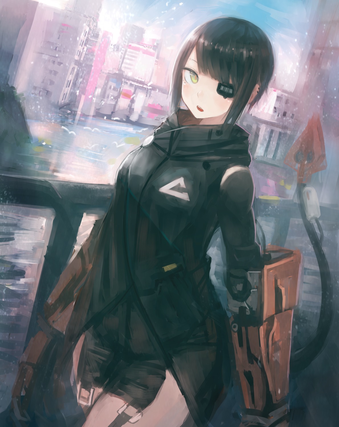 eyepatch, mecha_musume, mihato_senba, tail