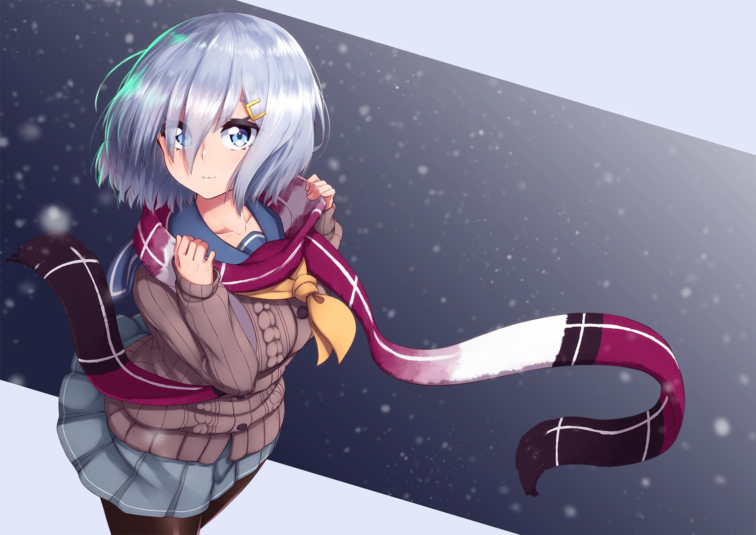 hamakaze_(kancolle), kantai_collection, mku, pantyhose, seifuku, sweater