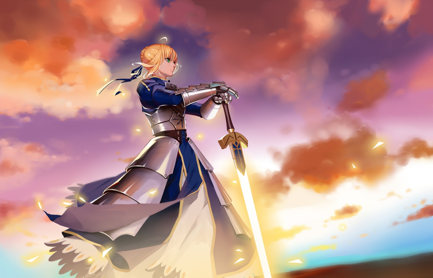 armor, artoria_pendragon_(fate), dress, fate/stay_night, sword, zhano_kun