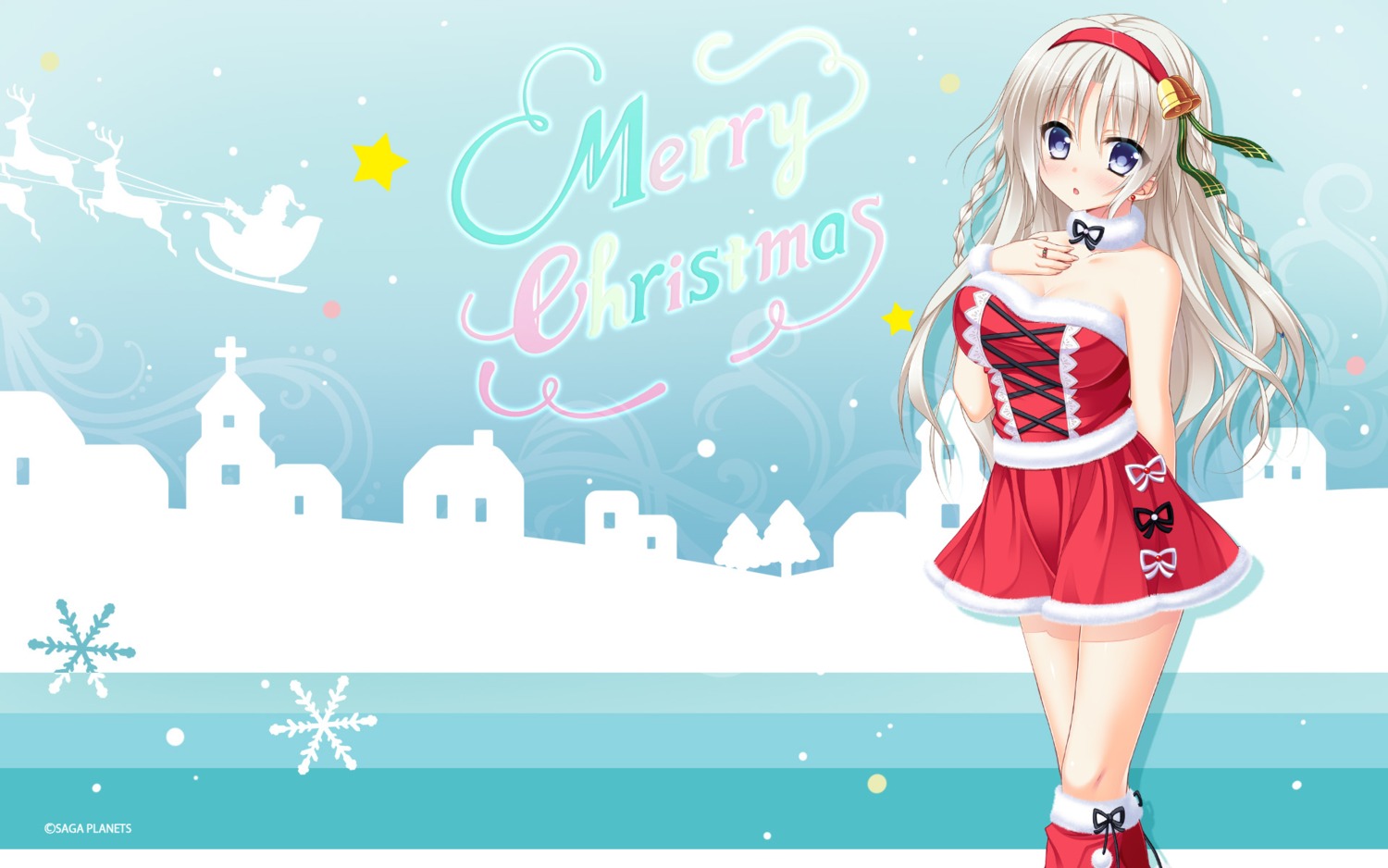 aoi_suu, christmas, cleavage, dress, floral_flowlove, matsumiya_kiseri, saga_planets, wallpaper