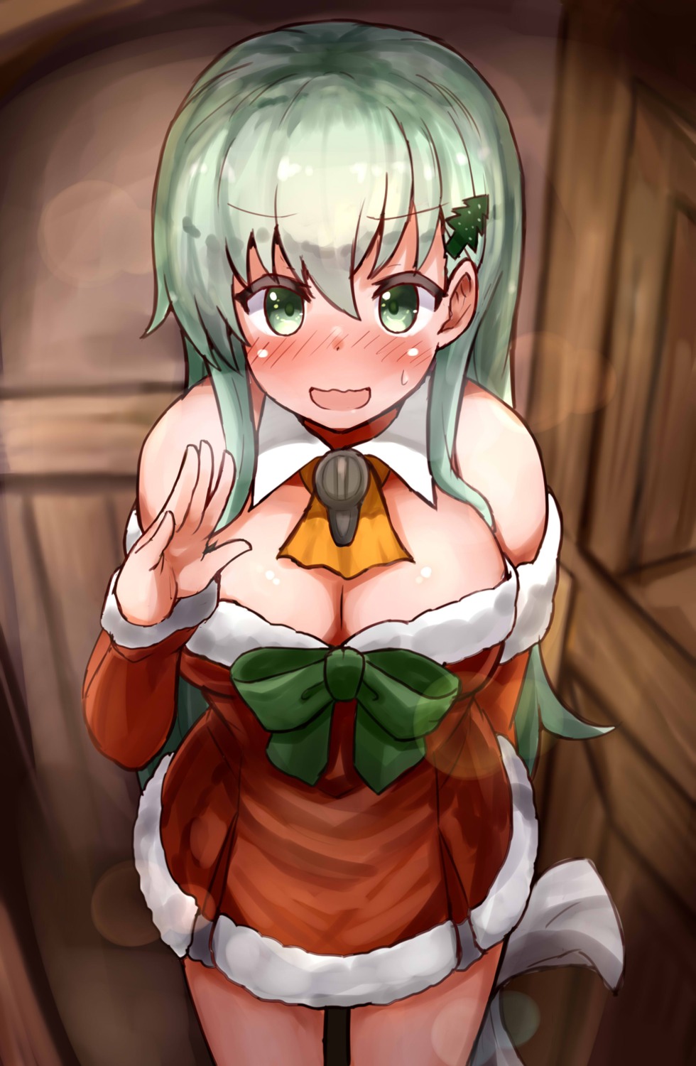 christmas, cleavage, dress, kantai_collection, okitsugu, suzuya_(kancolle)
