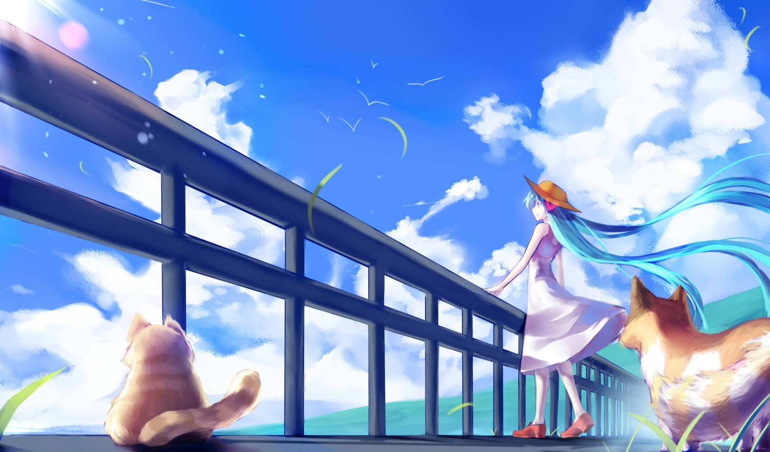 dress, hatsune_miku, neko, summer_dress, vocaloid, yuket