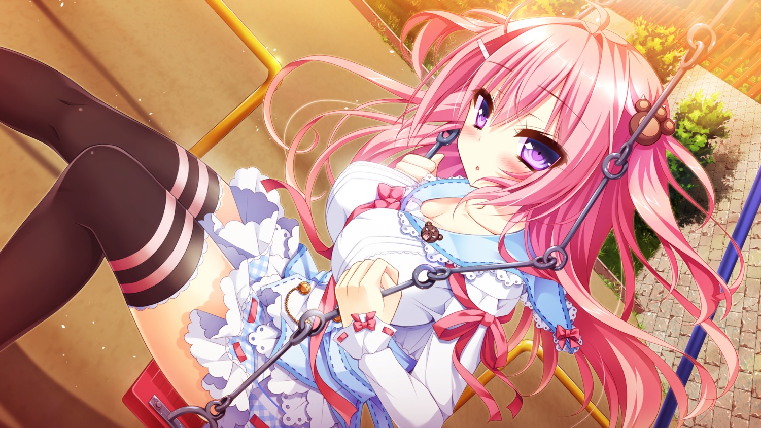 chelseasoft, cleavage, game_cg, koi_wa_yumemiru_mouretsu_girl!, nae-nae, seifuku, thighhighs, yuunagi_shizuku