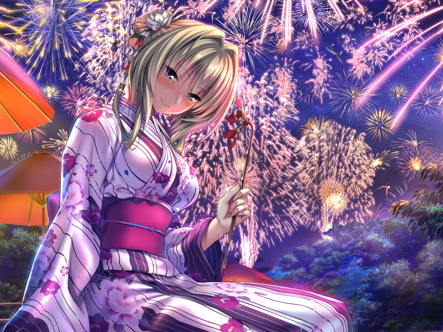 amakano+, azarashi_soft, game_cg, heterochromia, kanbayashi_mizuki, piromizu, yukata