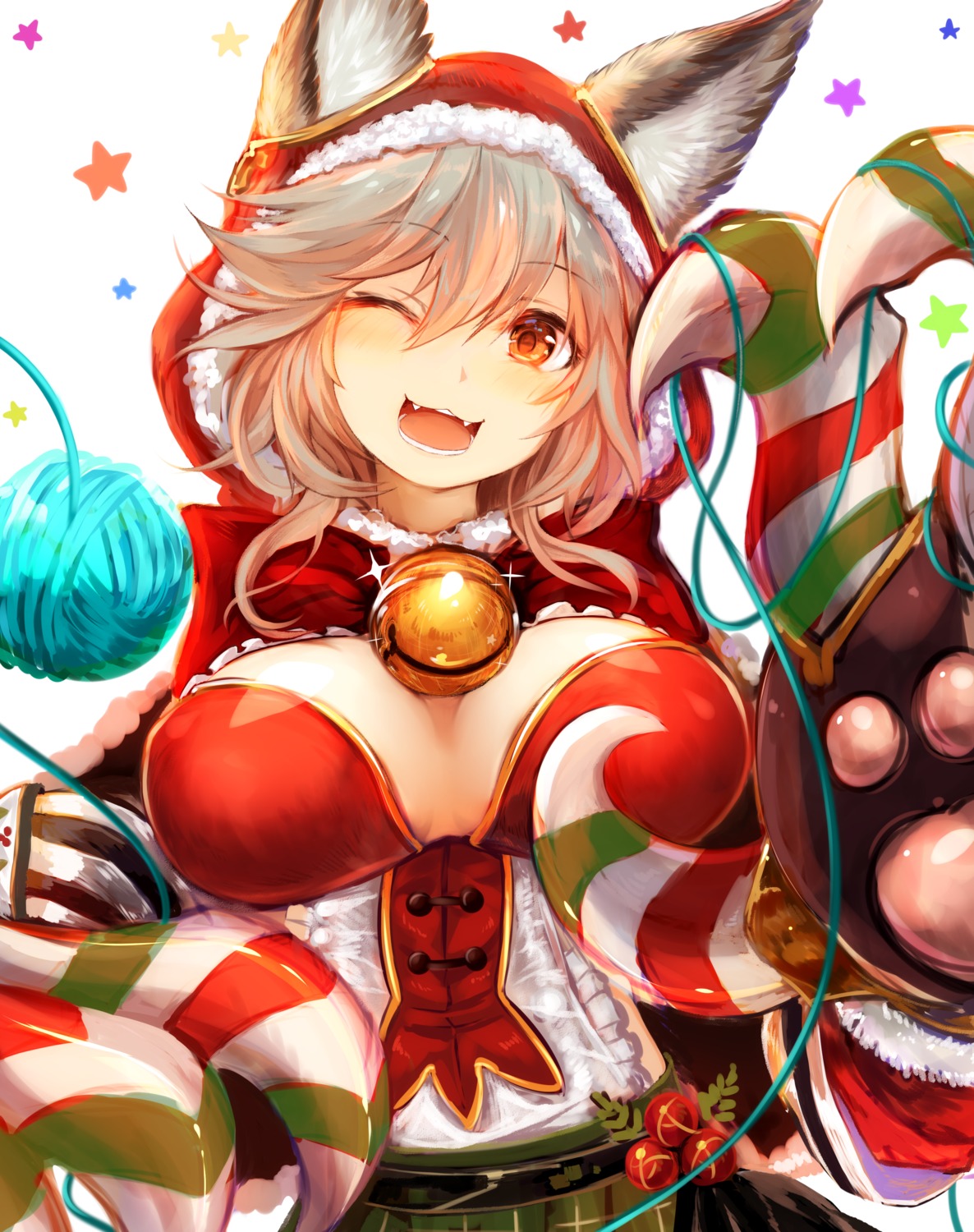 animal_ears, christmas, cleavage, granblue_fantasy, sen_(granblue_fantasy), sukemyon