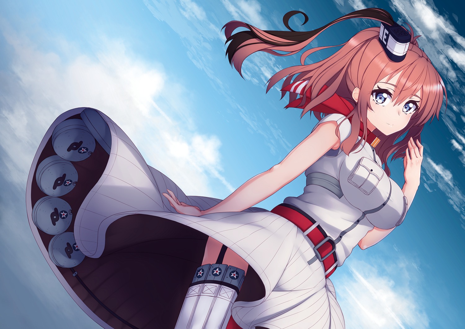kantai_collection, mku, saratoga_(kancolle), stockings, thighhighs, uniform