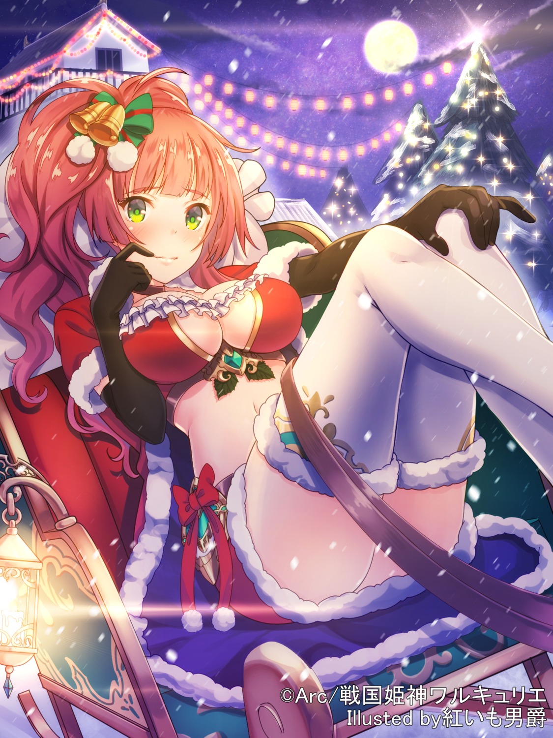 beniimo_danshaku, bikini_top, christmas, cleavage, sengoku_kishin_valkyrie, swimsuits, thighhighs