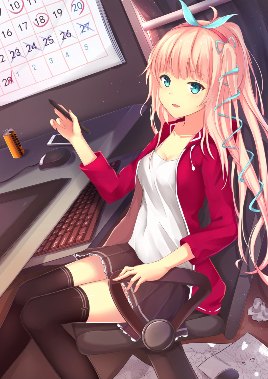 cleavage, fuuro_(johnsonwade), thighhighs