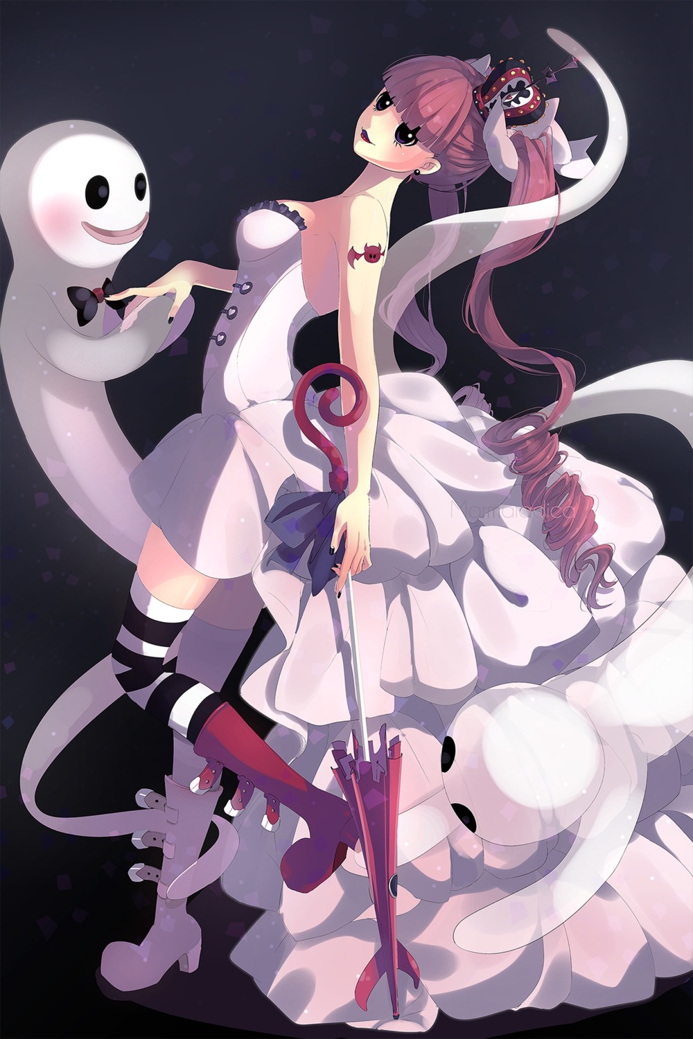 dress, heels, marmaladica, one_piece, perona, thighhighs, umbrella