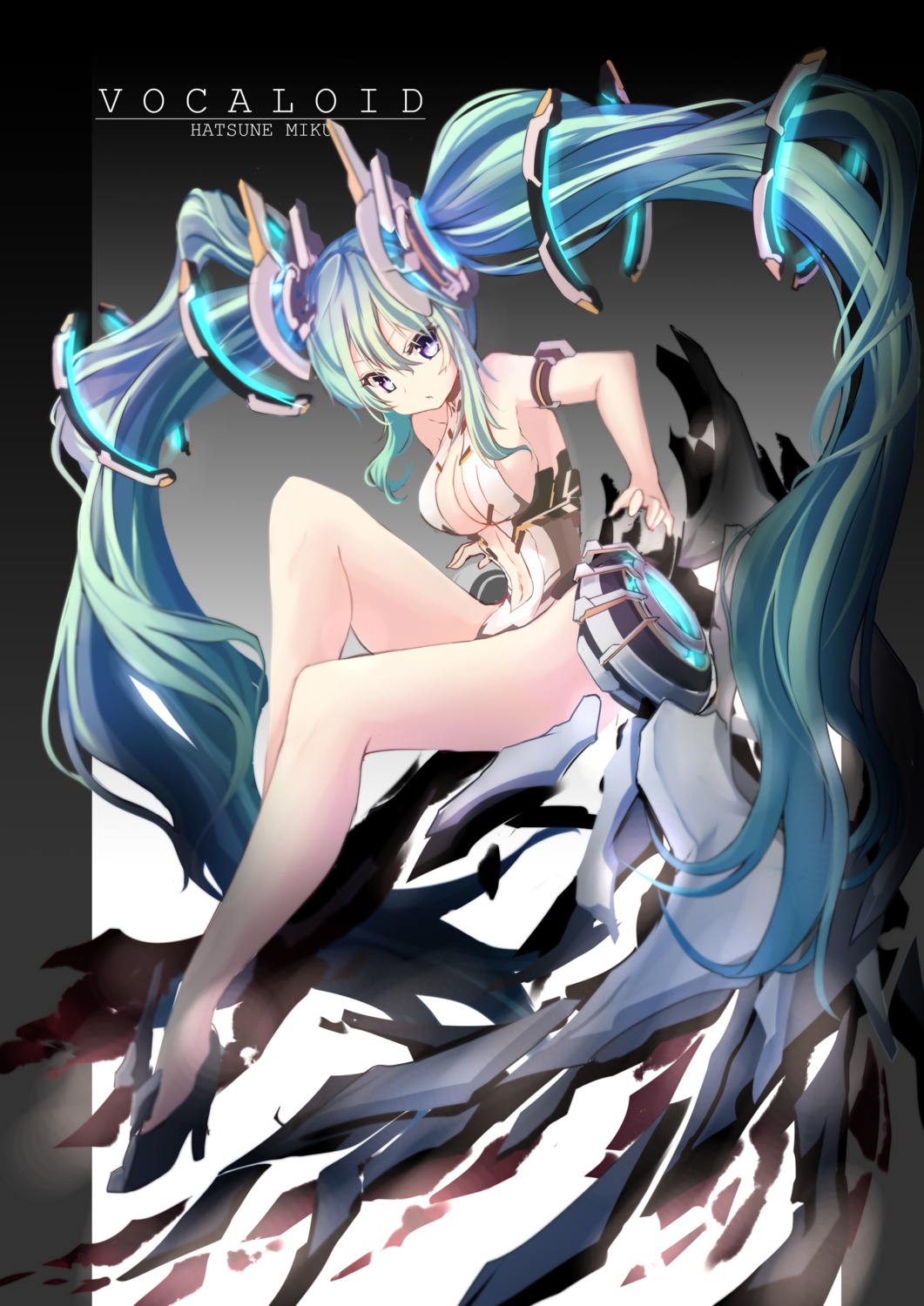 cleavage, hatsune_miku, heels, leotard, miku_append, no_bra, vocaloid, zheyi_parker