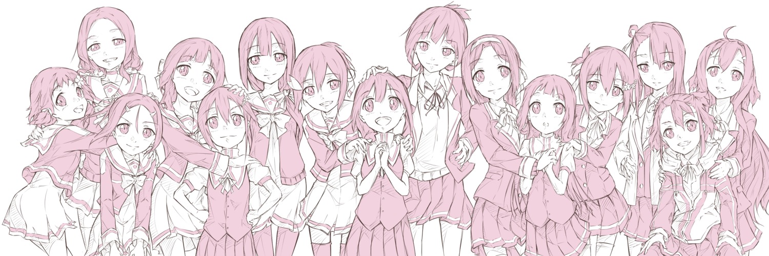 inubouzaki_fuu, inubouzaki_itsuki, miyoshi_karin, monochrome, nogi_sonoko, nogi_wakaba, nogi_wakaba_wa_yuusha_de_aru, sakuria
