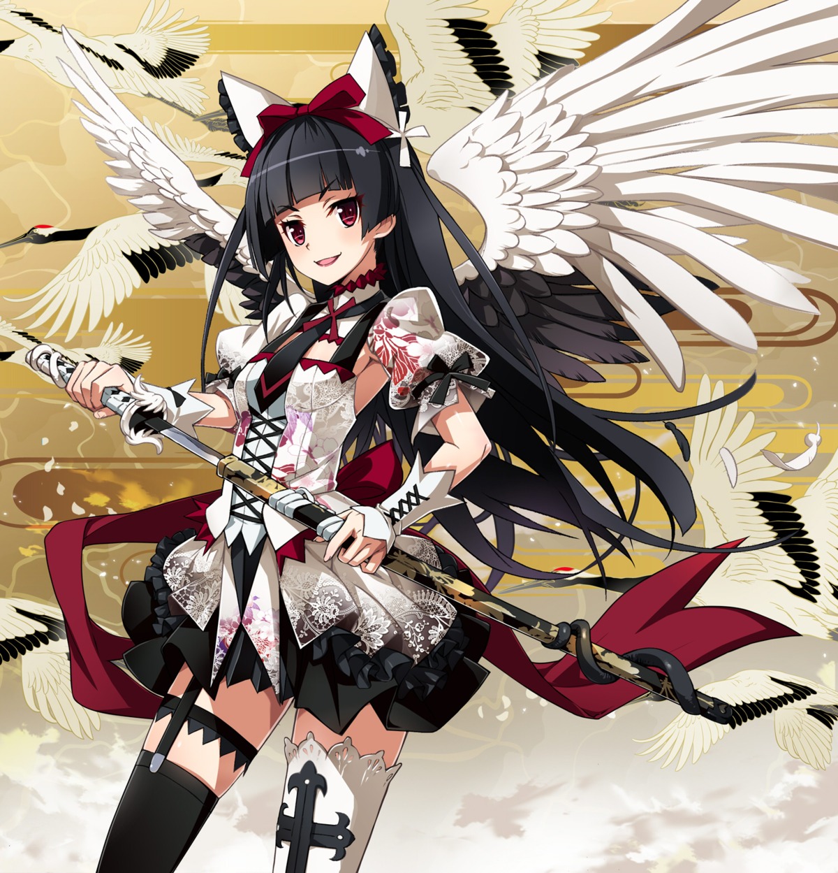 dress, gate:_jieitai_kanochi_nite_kaku_tatakaeri, gothic_lolita, lolita_fashion, nyoronyoro, rory_mercury, stockings, sword