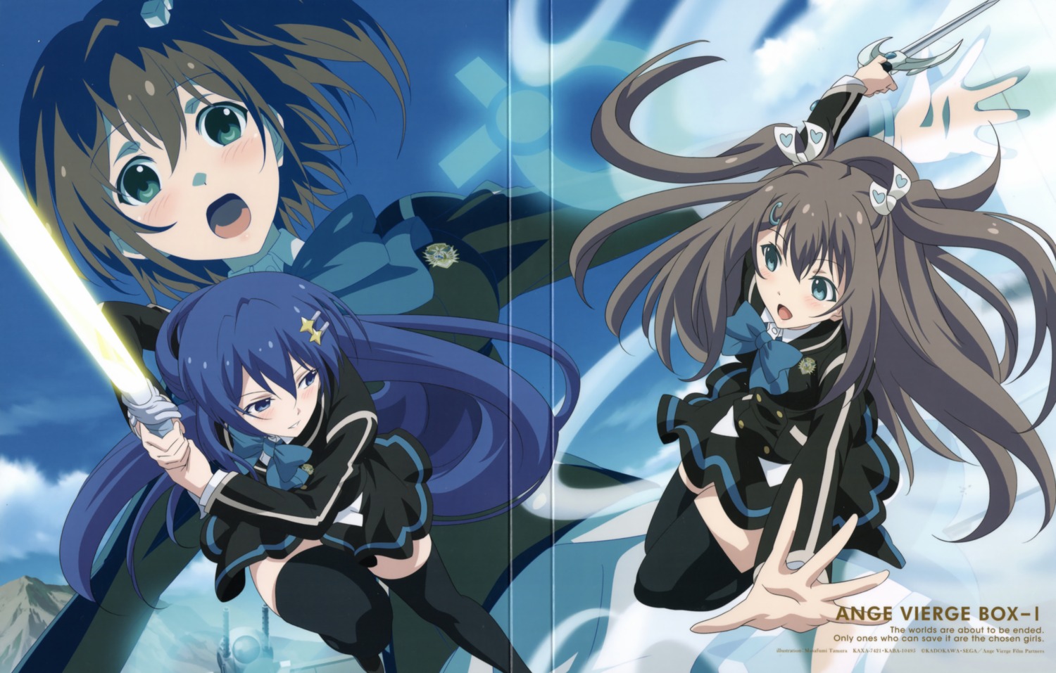 ange_vierge, ayashiro_amane, crease, fixme, hinata_miumi, seifuku, sougetsu_saya, sword, tamura_masafumi, thighhighs