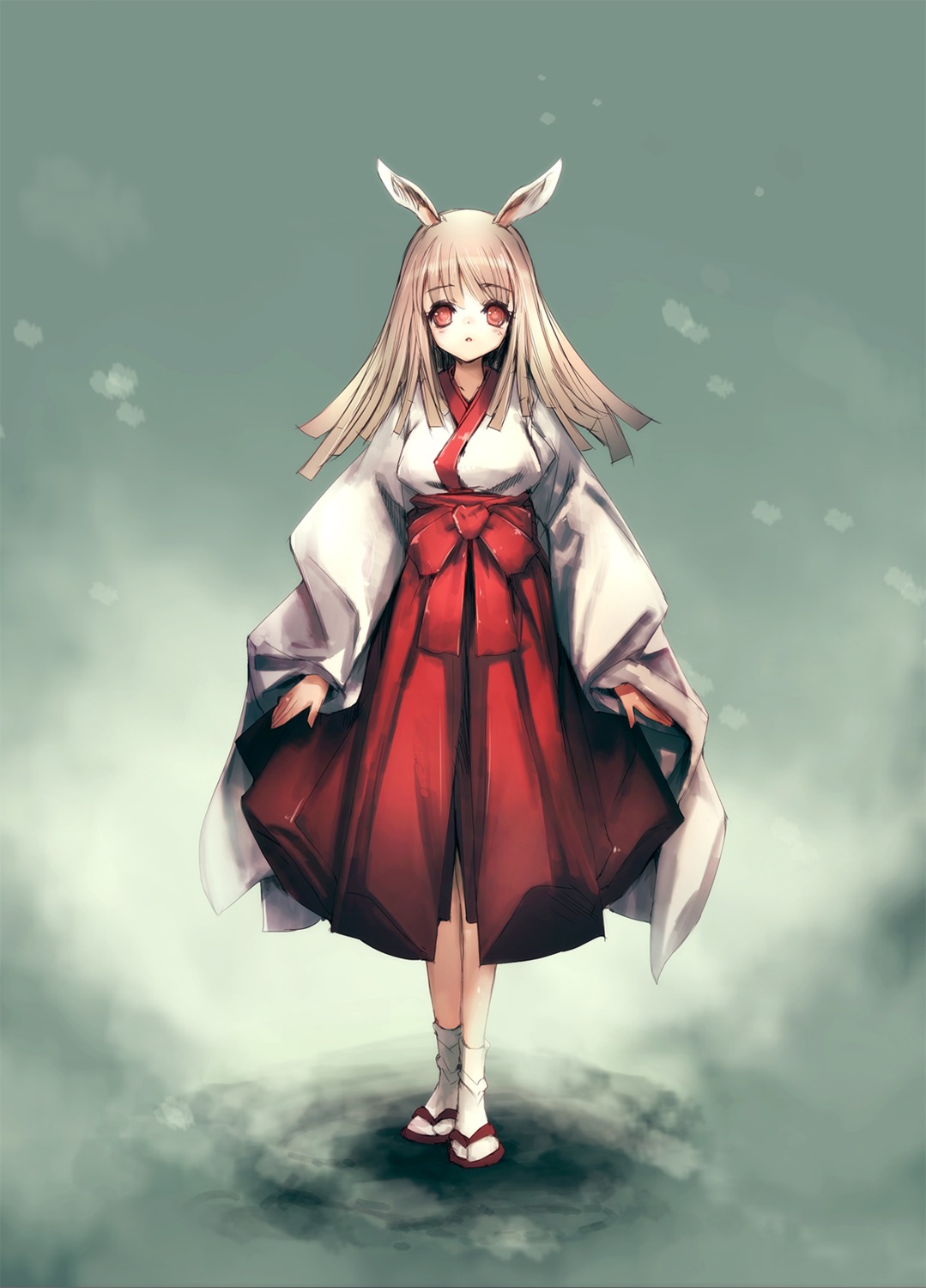 animal_ears, bunny_ears, hitomaru, miko