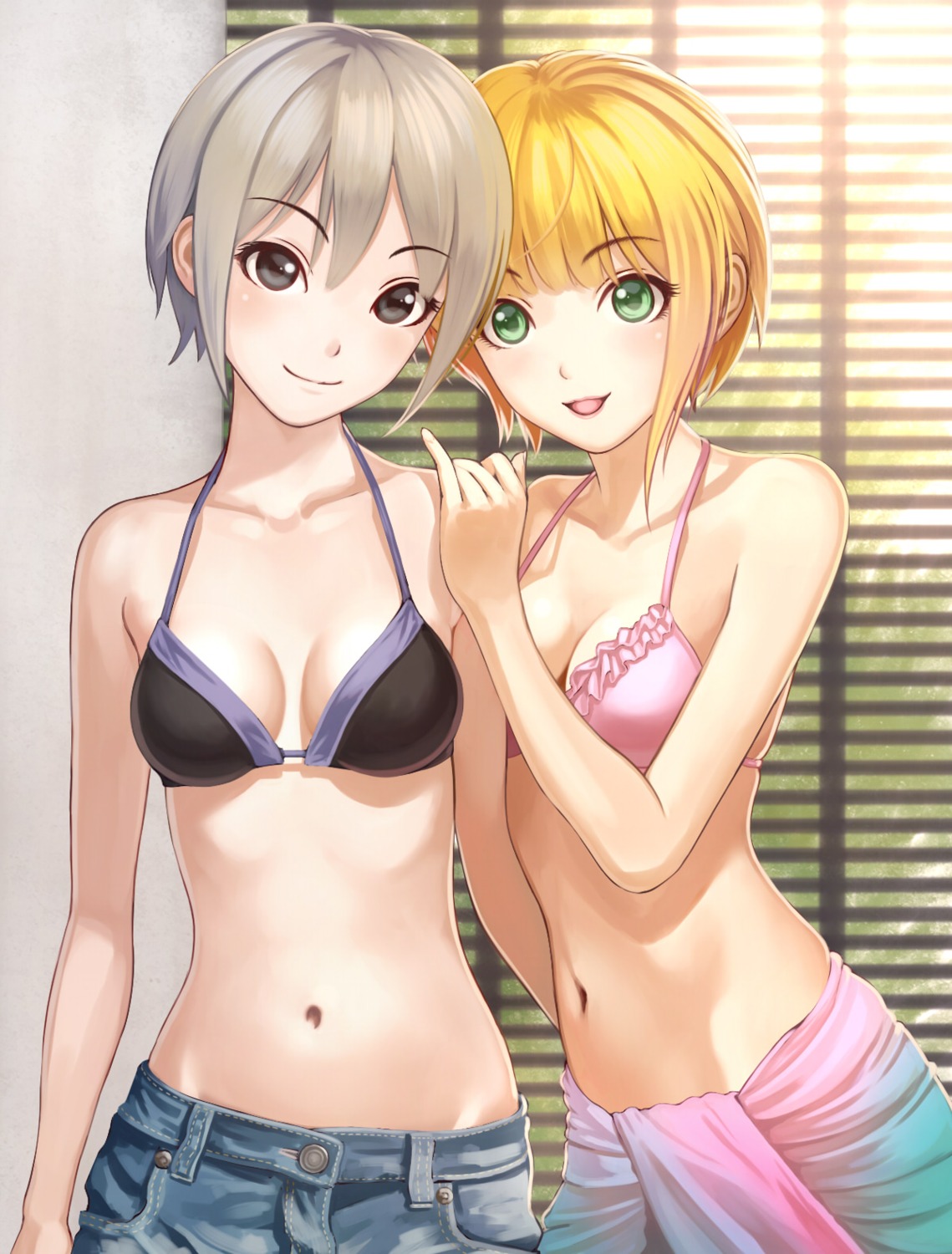 bikini_top, cleavage, miyamoto_frederica, nekopuchi, shiomi_shuuko, swimsuits, the_idolm@ster, the_idolm@ster_cinderella_girls