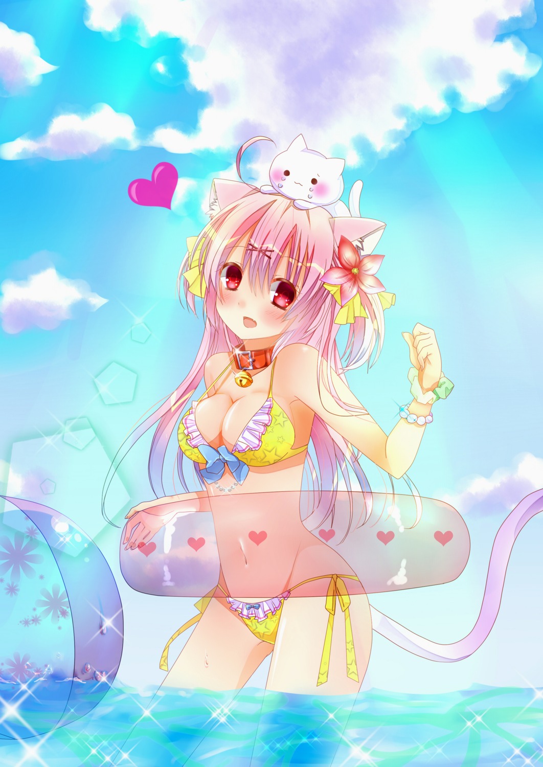 animal_ears, bikini, chihio, cleavage, neko, nekomimi, swimsuits, tail