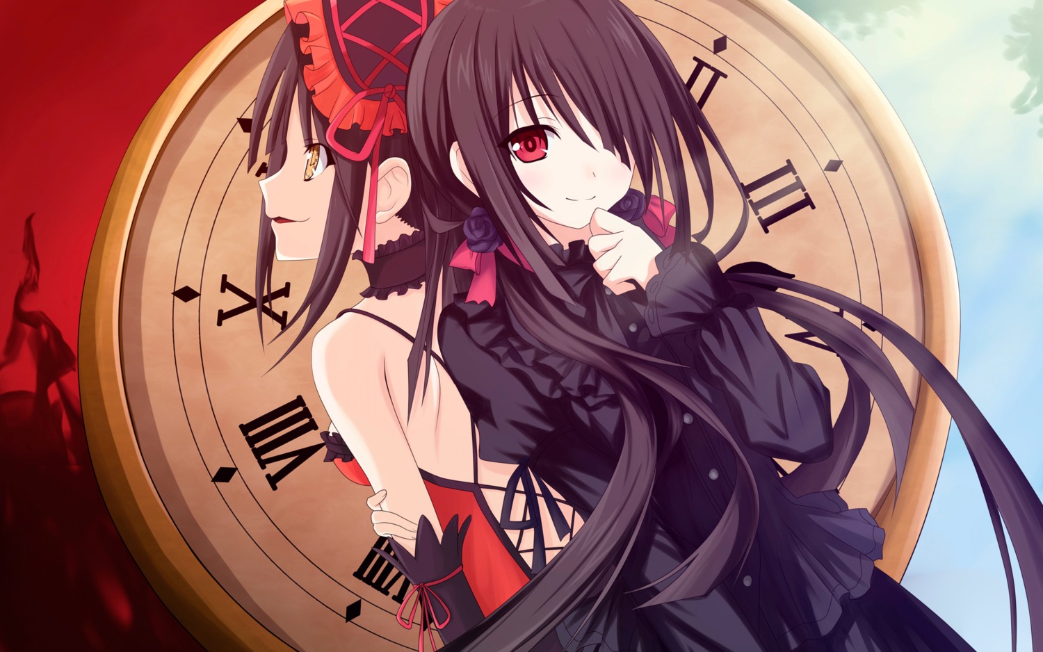 aixioo, breast_hold, date_a_live, dress, gothic_lolita, lolita_fashion, no_bra, tokisaki_kurumi