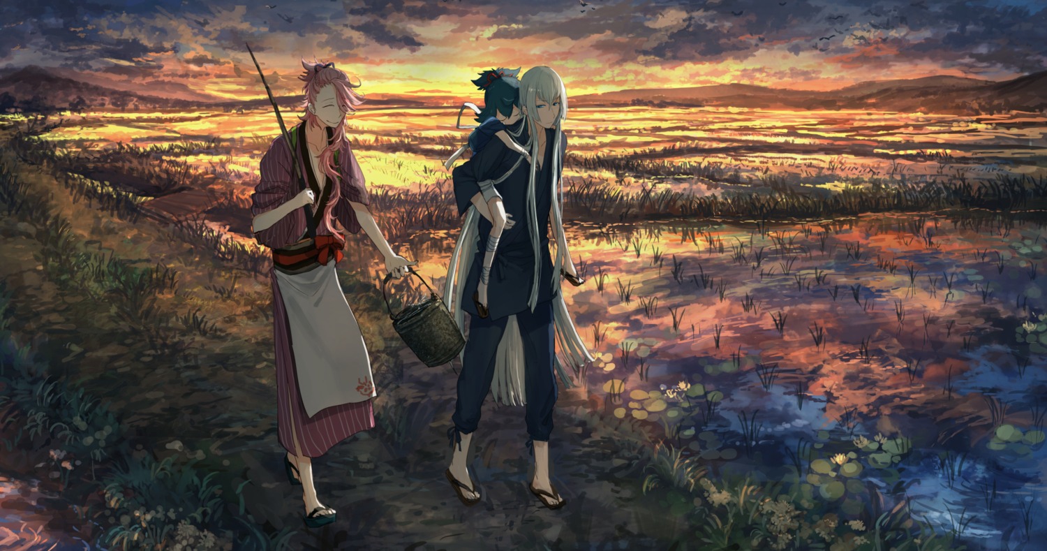 asian_clothes, bandages, kousetsu_samonji, male, pippi, sayo_samonji, souza_samonji, touken_ranbu