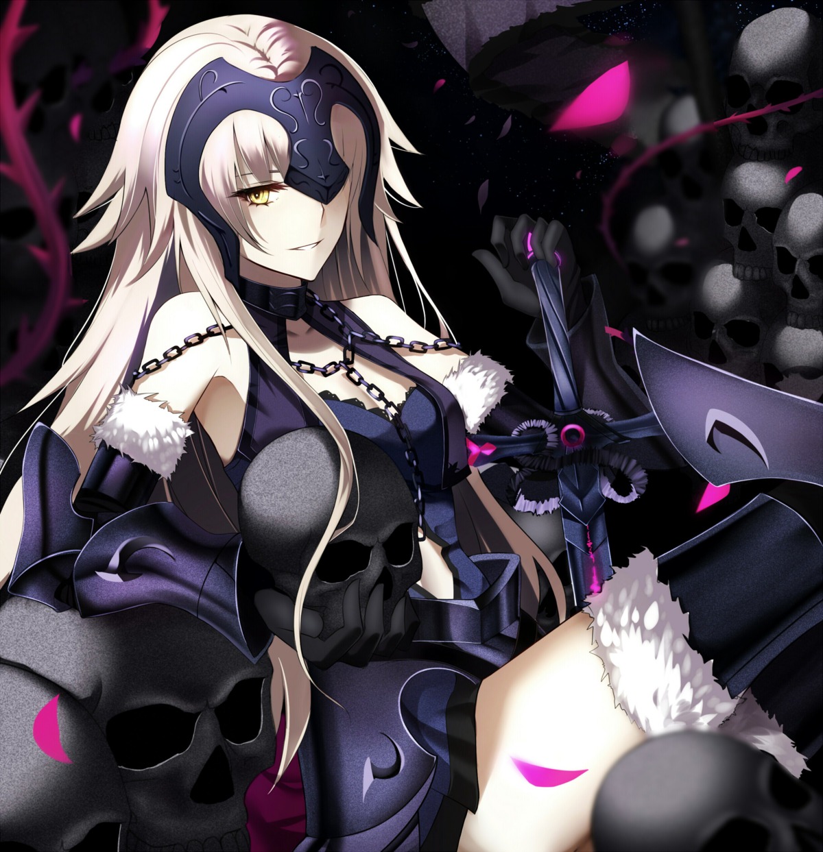 armor, cleavage, dress, fate/grand_order, jeanne_d'arc, jeanne_d'arc_alter_(fate), shiguru, sword