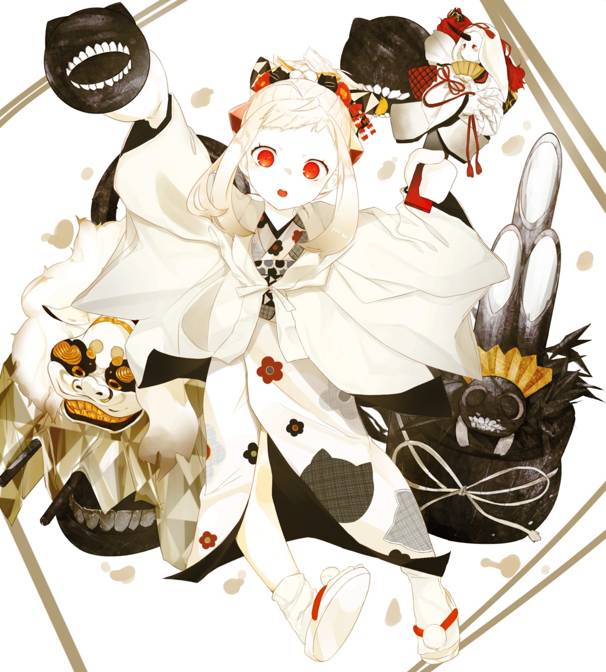 horns, kanae_(inorin05kanae), kantai_collection, kimono, northern_ocean_hime