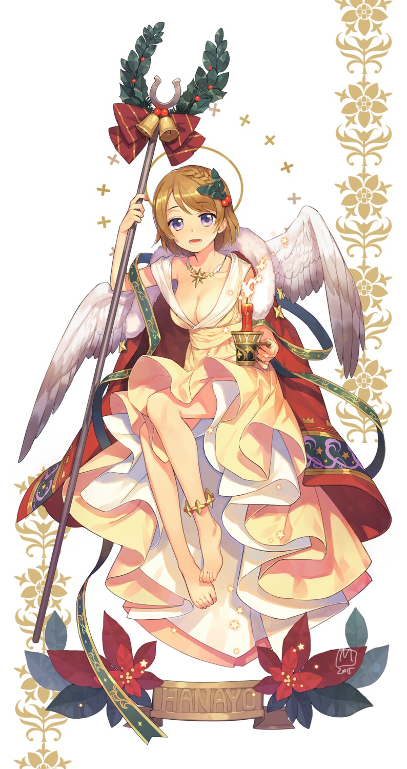 christmas, cleavage, dress, feet, koizumi_hanayo, love_live!, love_live!_(series), mansu