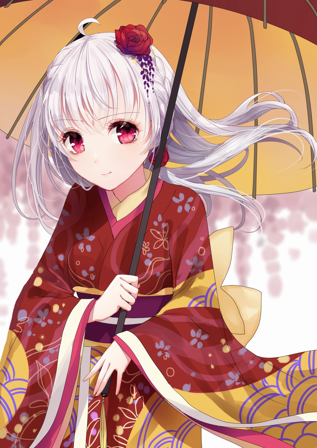 kimono, saikou-iro_aurora, umbrella
