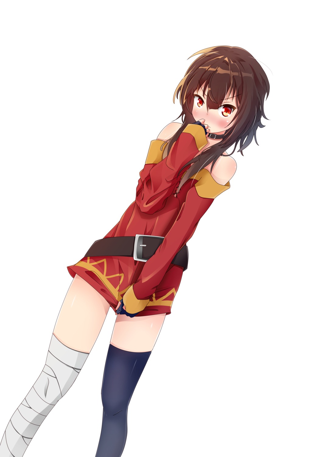 bandages, dress, kono_subarashii_sekai_ni_shukufuku_wo!, megumin, nraib, thighhighs