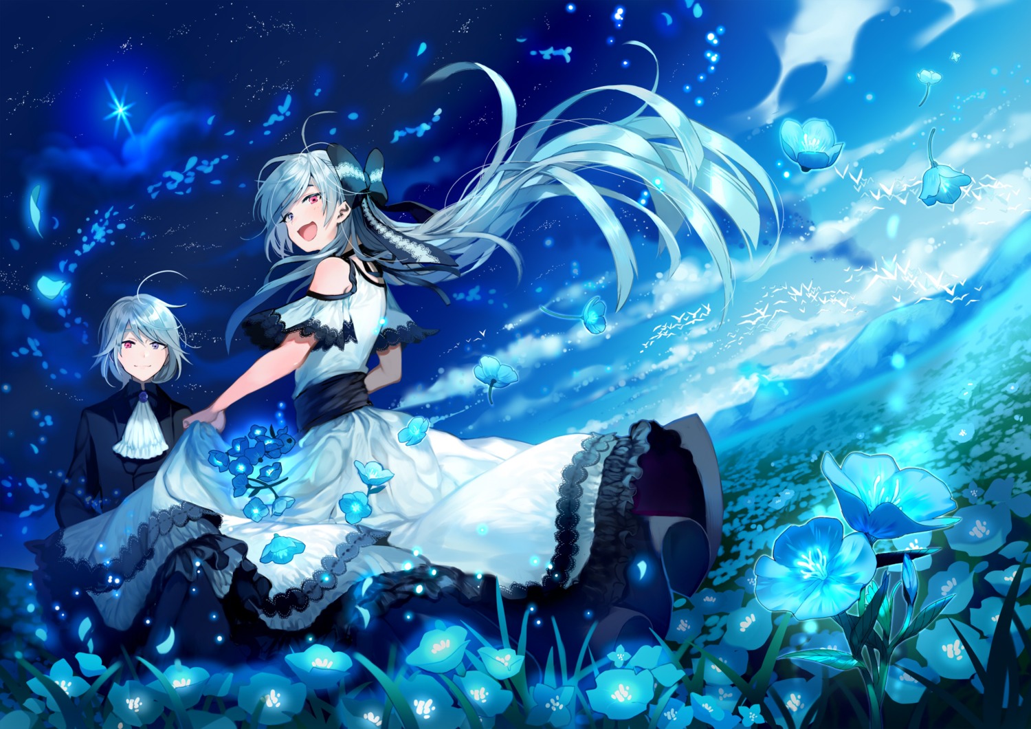 dress, heterochromia, kururi_(kururirura), skirt_lift