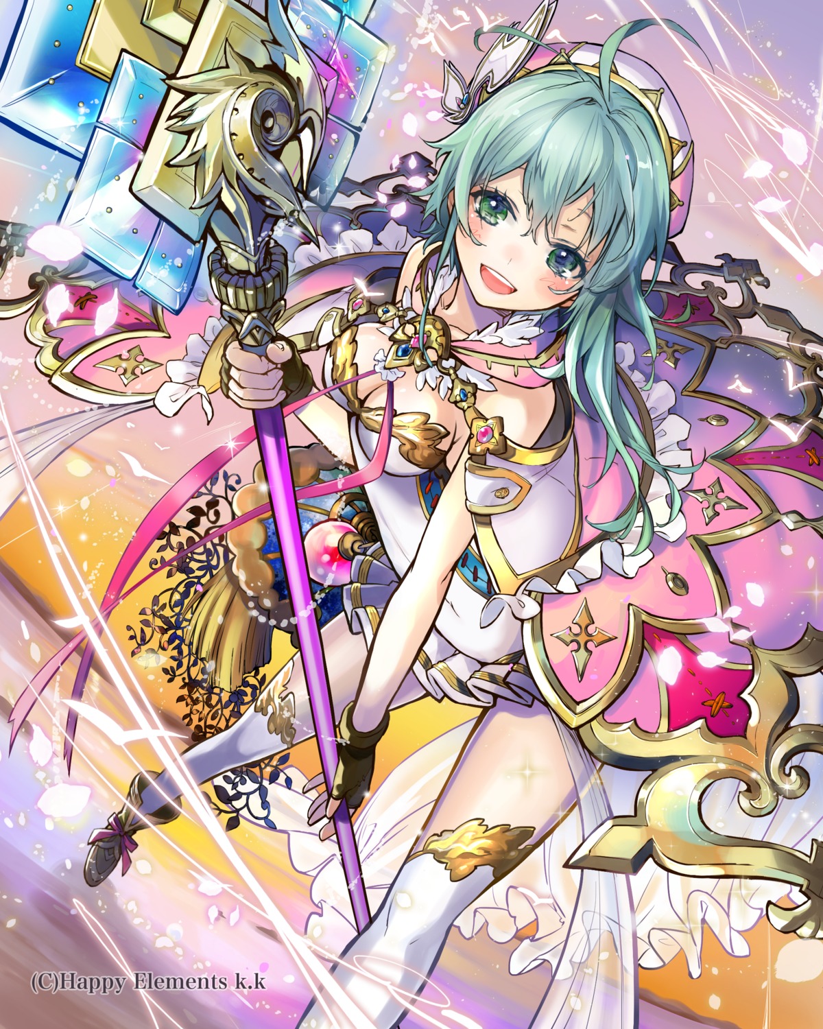 cleavage, hachiko, thighhighs, weapon