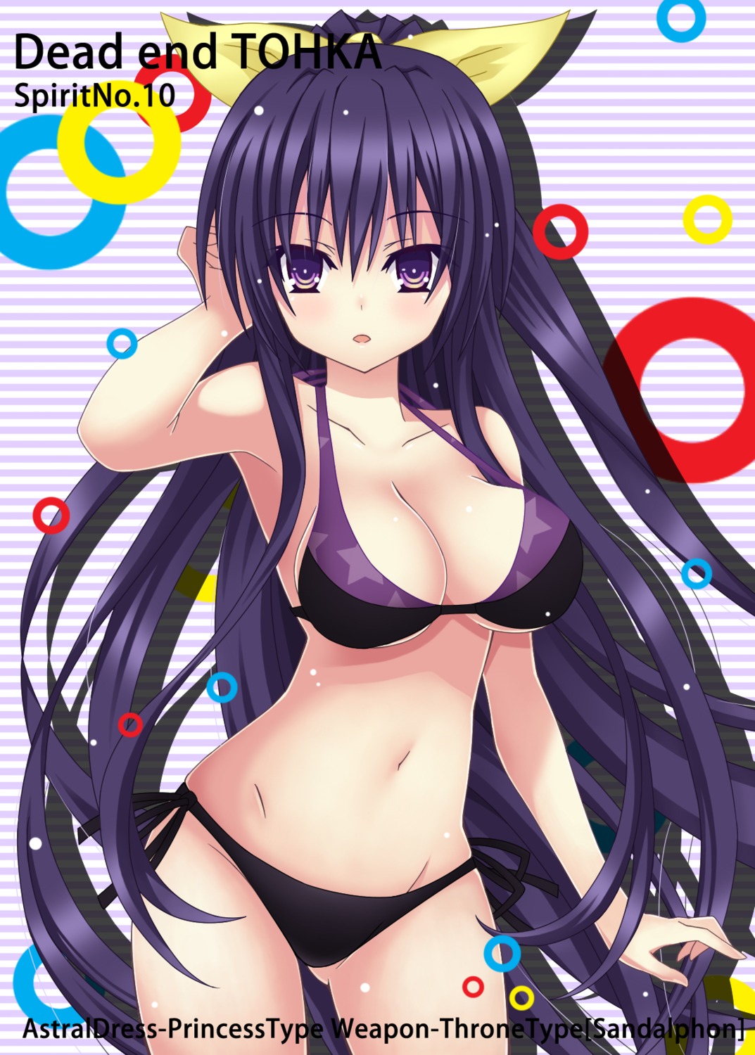 bikini, cleavage, date_a_live, open_shirt, panty_pull, sogegin, swimsuits, underboob, yatogami_tooka