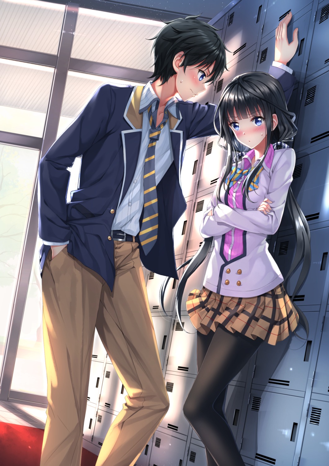 adagaki_aki, breast_hold, makabe_masamune, masamune-kun_no_revenge, pantyhose, seifuku, swordsouls