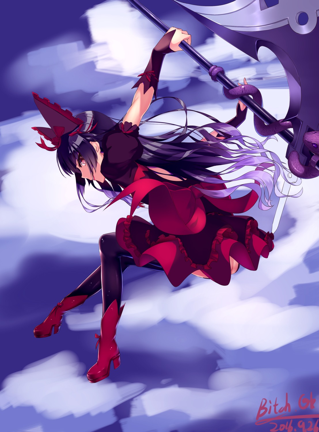 ass, dress, gate:_jieitai_kanochi_nite_kaku_tatakaeri, gk_(artist), gothic_lolita, heels, lolita_fashion, rory_mercury, stockings, thighhighs, weapon