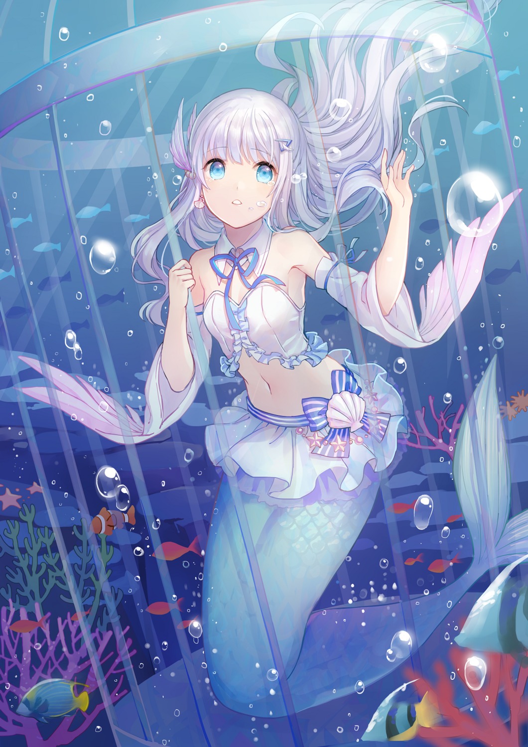 cleavage, kuuki_shoujo, mermaid, monster_girl, tagme, tail, the_personification_of_atmosphere