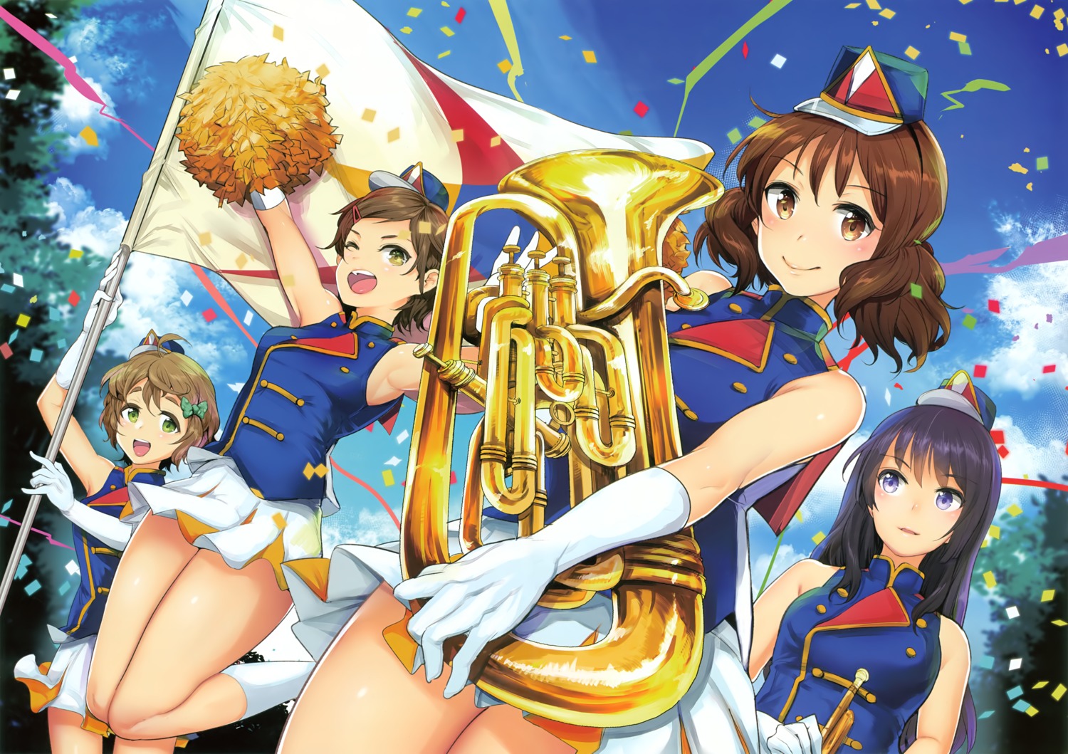 cheerleader, cropped, hibike!_euphonium, katou_hazuki_(hibike!_euphonium), kawashima_sapphire, kousaka_reina, nakasone_haiji, oumae_kumiko